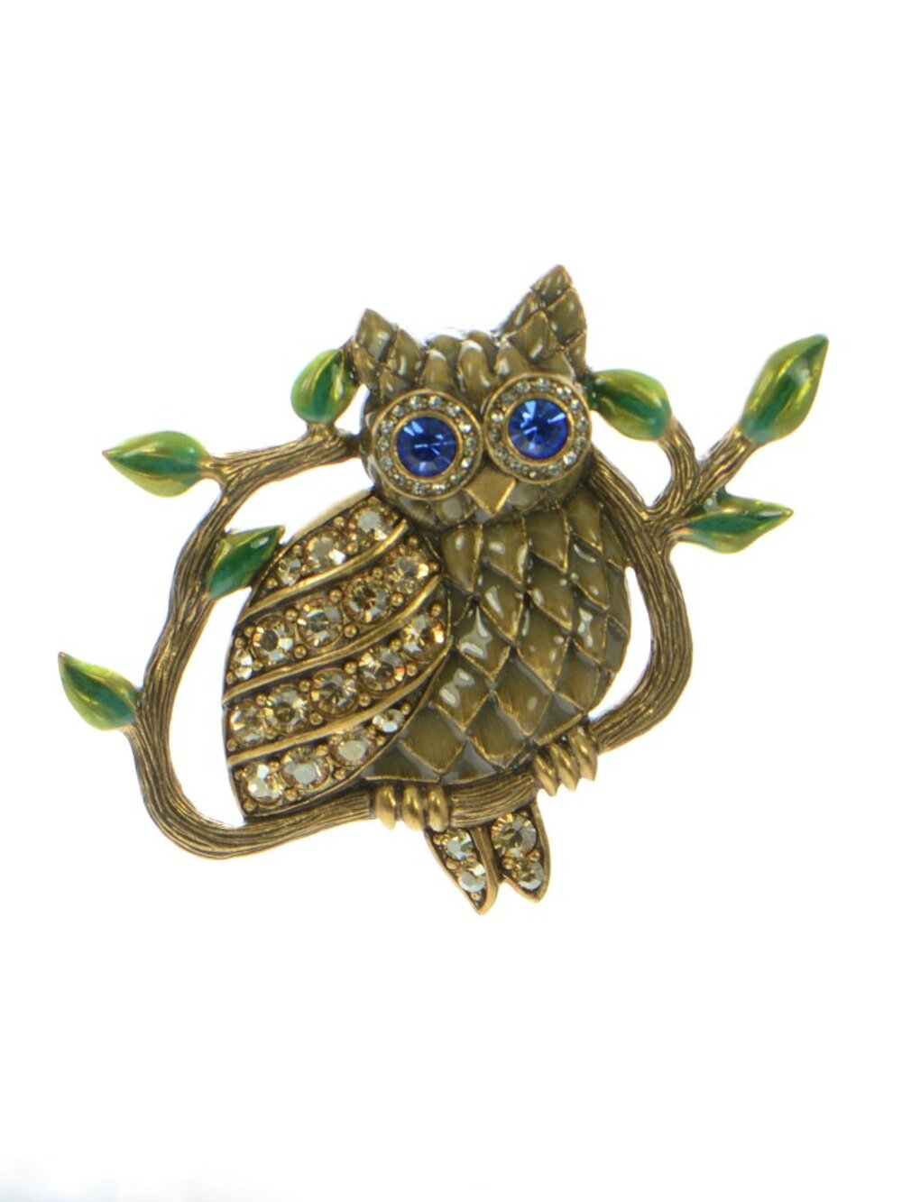 Vintage Oscar de la Renta Crystal Owl Pin Brooch